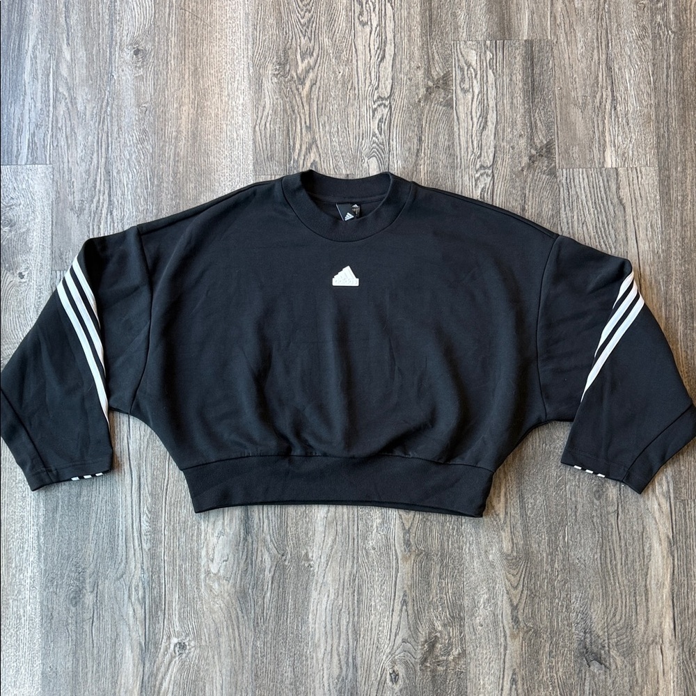 Adidas Sweatshirt Black Future Icons 3-Stripes Cotton Blend Sweatshirt Large